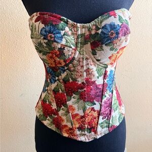 Commense Floral Bustier Bodysuit in Multicolor